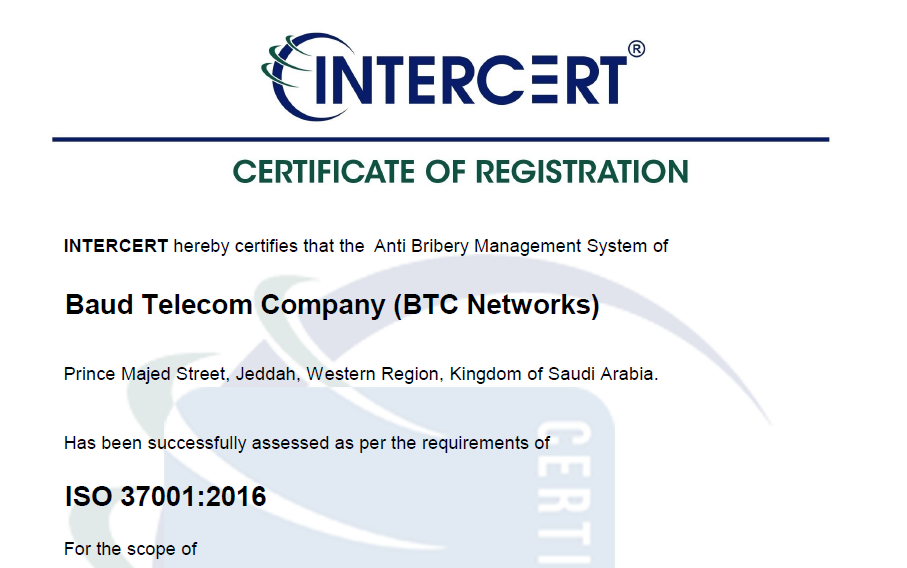 Anti-Bribery Management System – ISO 37001:2016